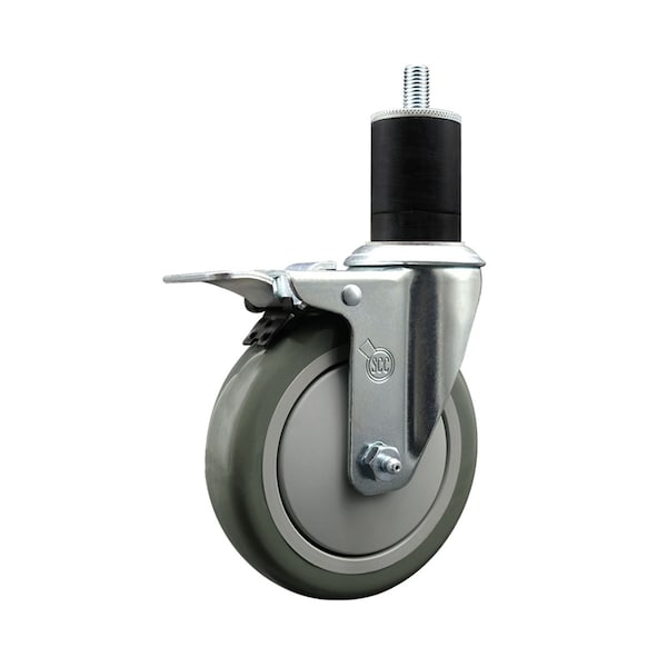 5'' SS Gray Poly Swivel 1-3/4'' Expanding Stem Caster Total Lock Brake